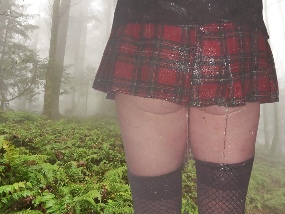 23P School girl crossdresser  flashing in public