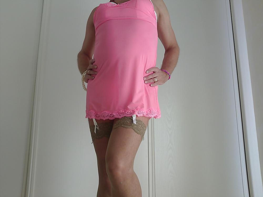 21P Sexy pink and white lingerie and stockings