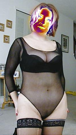 16P Ex boss in body stocking fingering herself