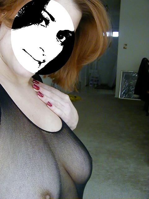 10P Sheer black body stocking - big boobs, lovely nipples