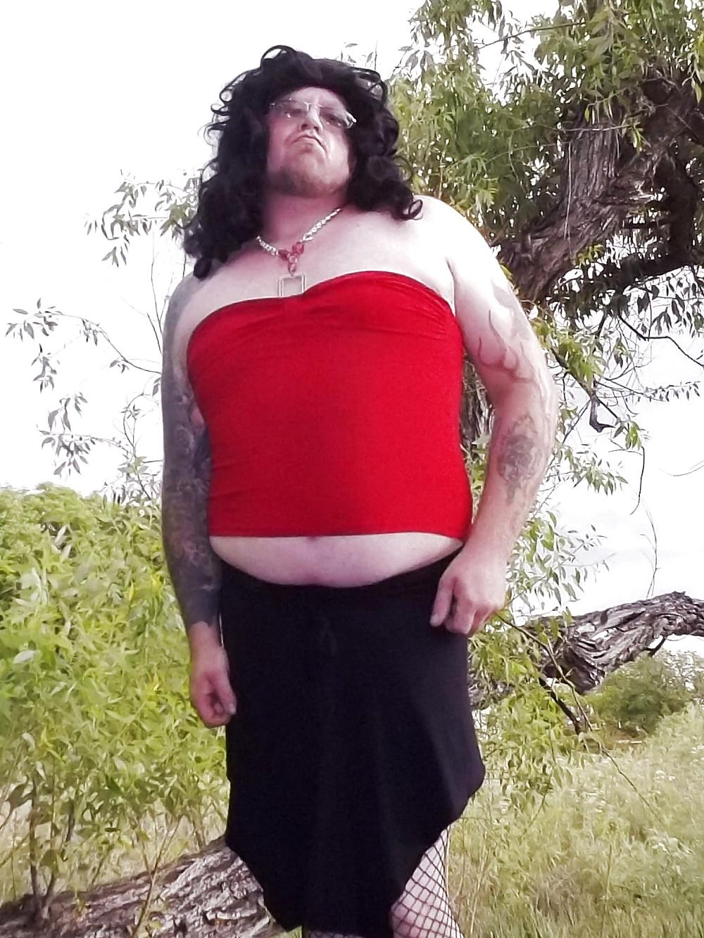 25P Crossdresser Playing in the Woods