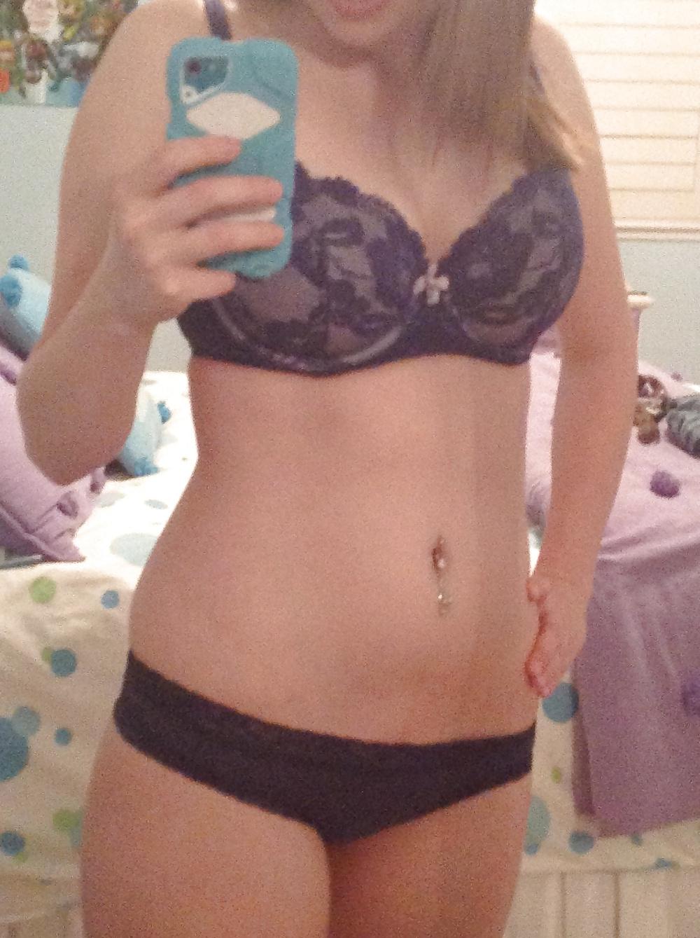 25P Teen in purple panties strips and spreads tiny pink pussy