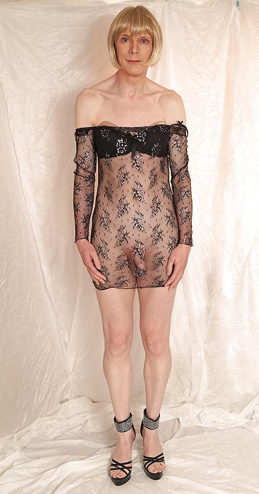 11P Pierced Trans Girl In See Through Dress Exposes Herself