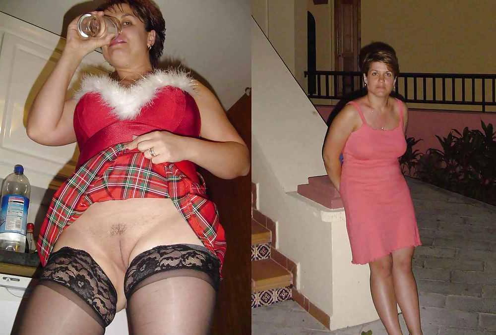 11P Dressed undressed mature and young wives - panties down