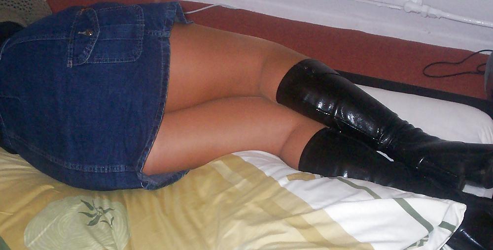 10P Shaved in Boots and Short Skirt