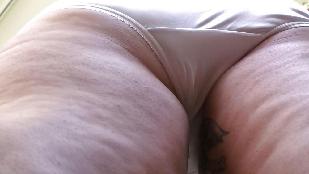 12P Mature sex wet full cut white nylon panties