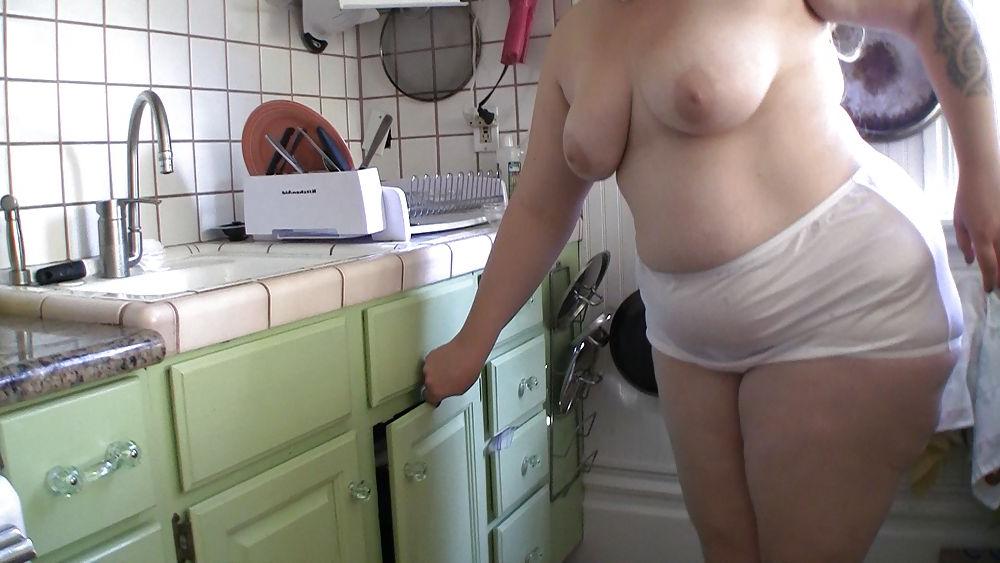 12P Mature sex wet full cut white nylon panties