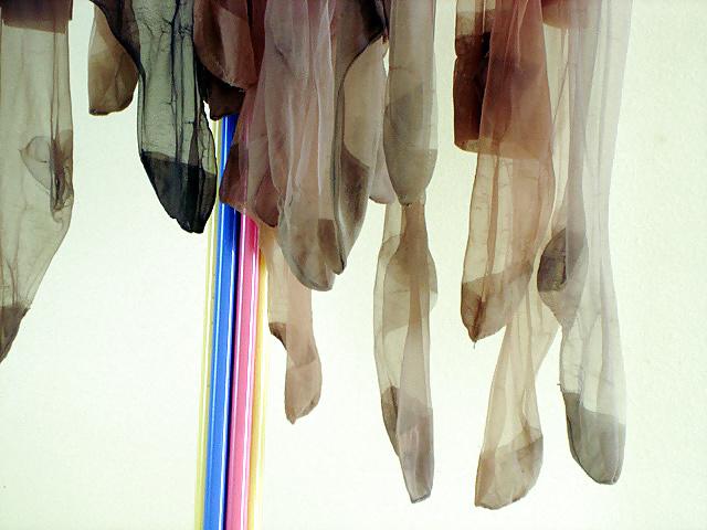 25P The Worn Stockings of Madam and me in SUSPENSION