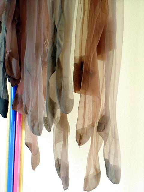 25P The Worn Stockings of Madam and me in SUSPENSION