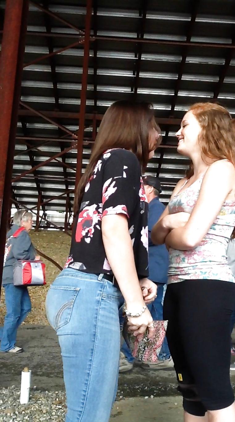 13P Candid big ass brunette tean in tight jeans