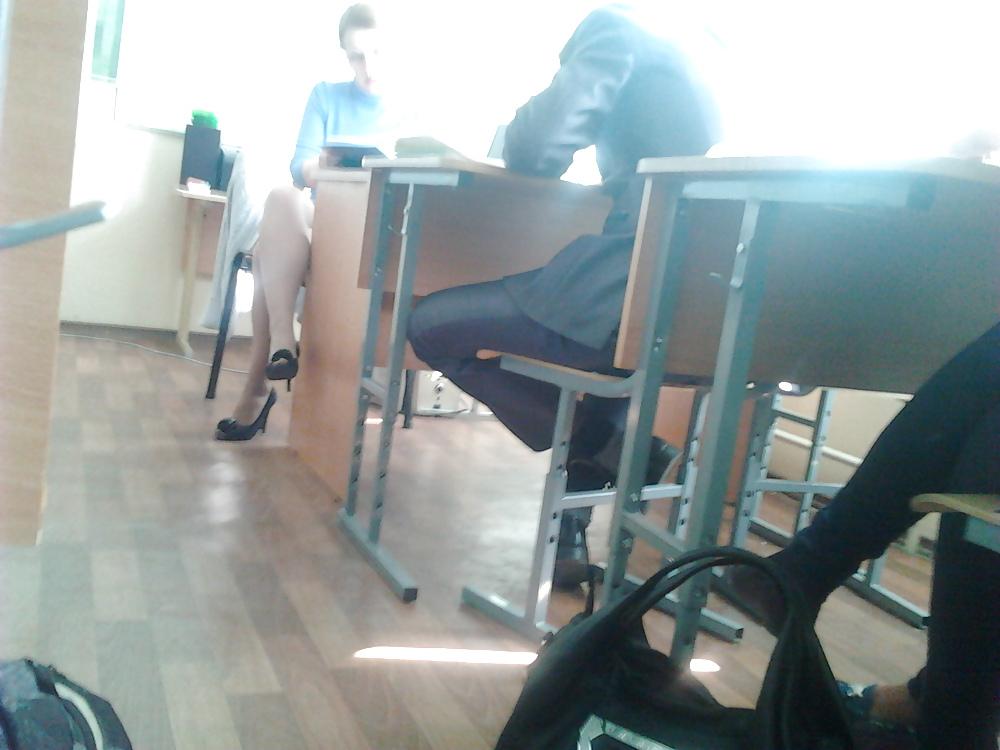 10P Geography teacher in stockings