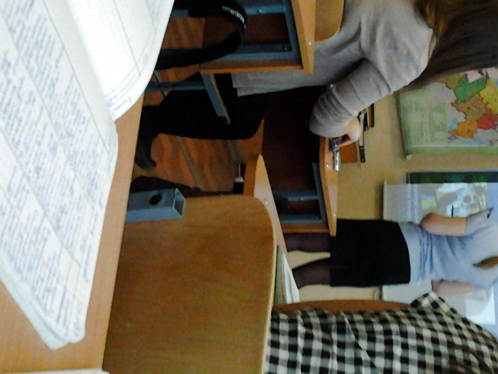 10P Geography teacher in stockings