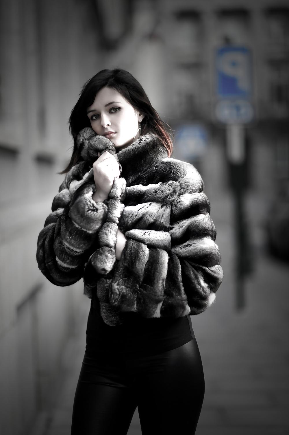 5P Sexy lesbian girls public street in leather & boots
