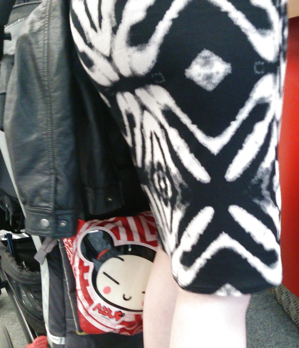 7P Street candid - Black and white diamond dress