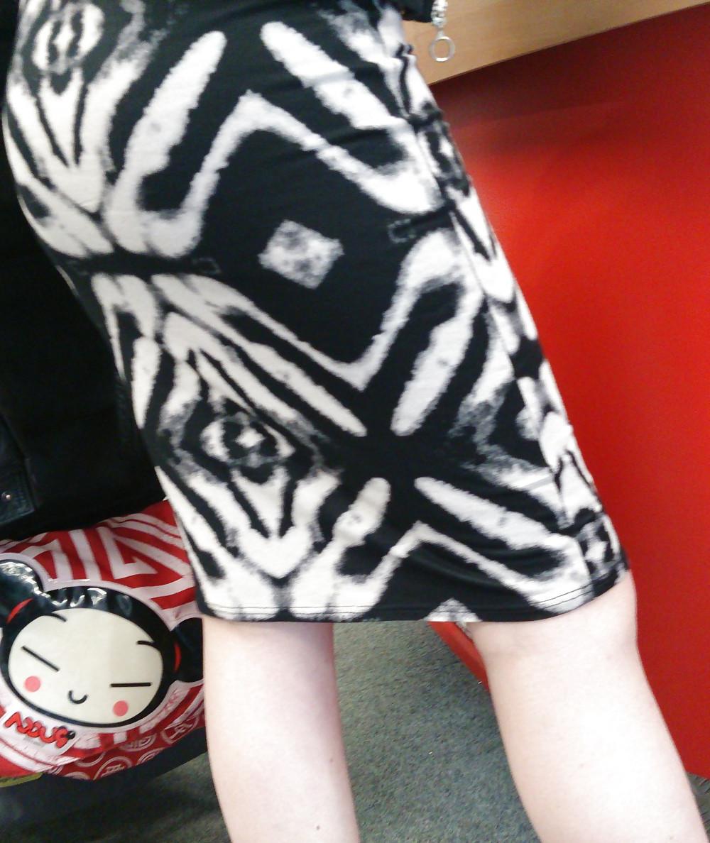 7P Street candid - Black and white diamond dress