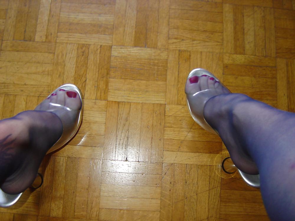 18P Black stockings and crystal high heels