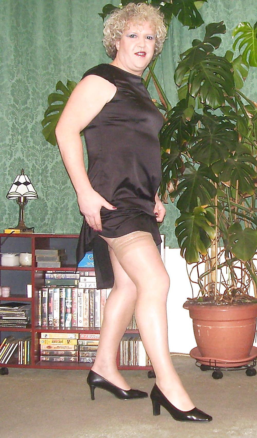15P Wearing Tan Holdup Stockings