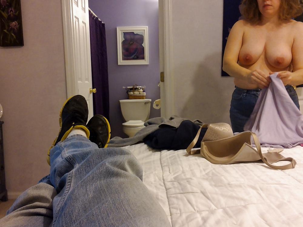 6P MILF Mom Taking Top Off Spy