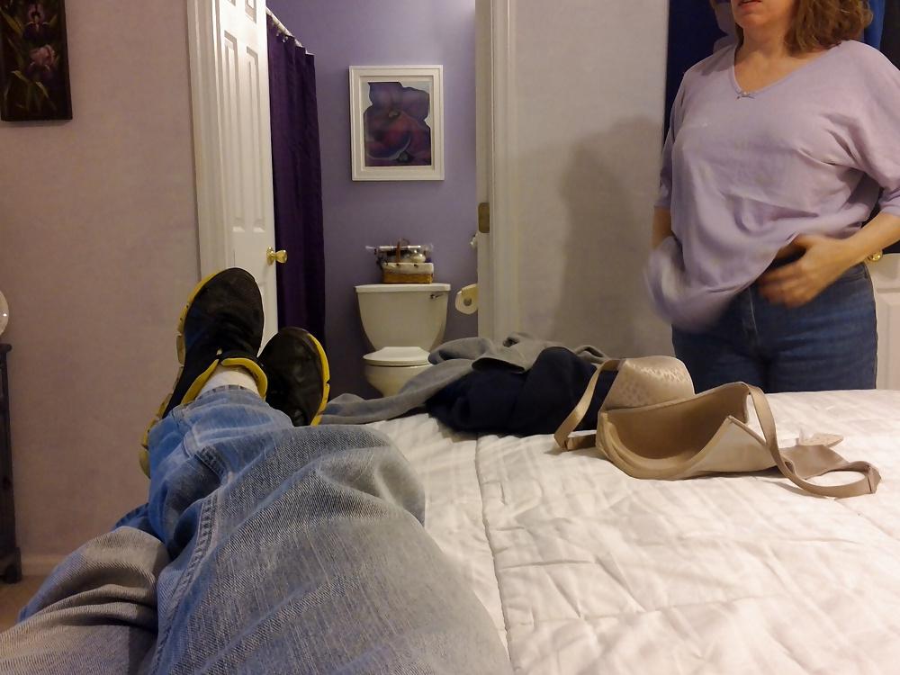 6P MILF Mom Taking Top Off Spy
