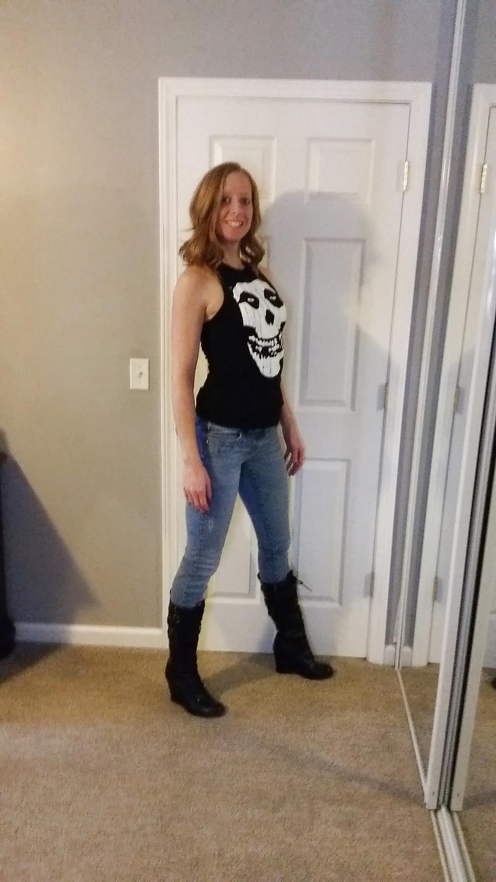 8P Getting ready in boots and jeans