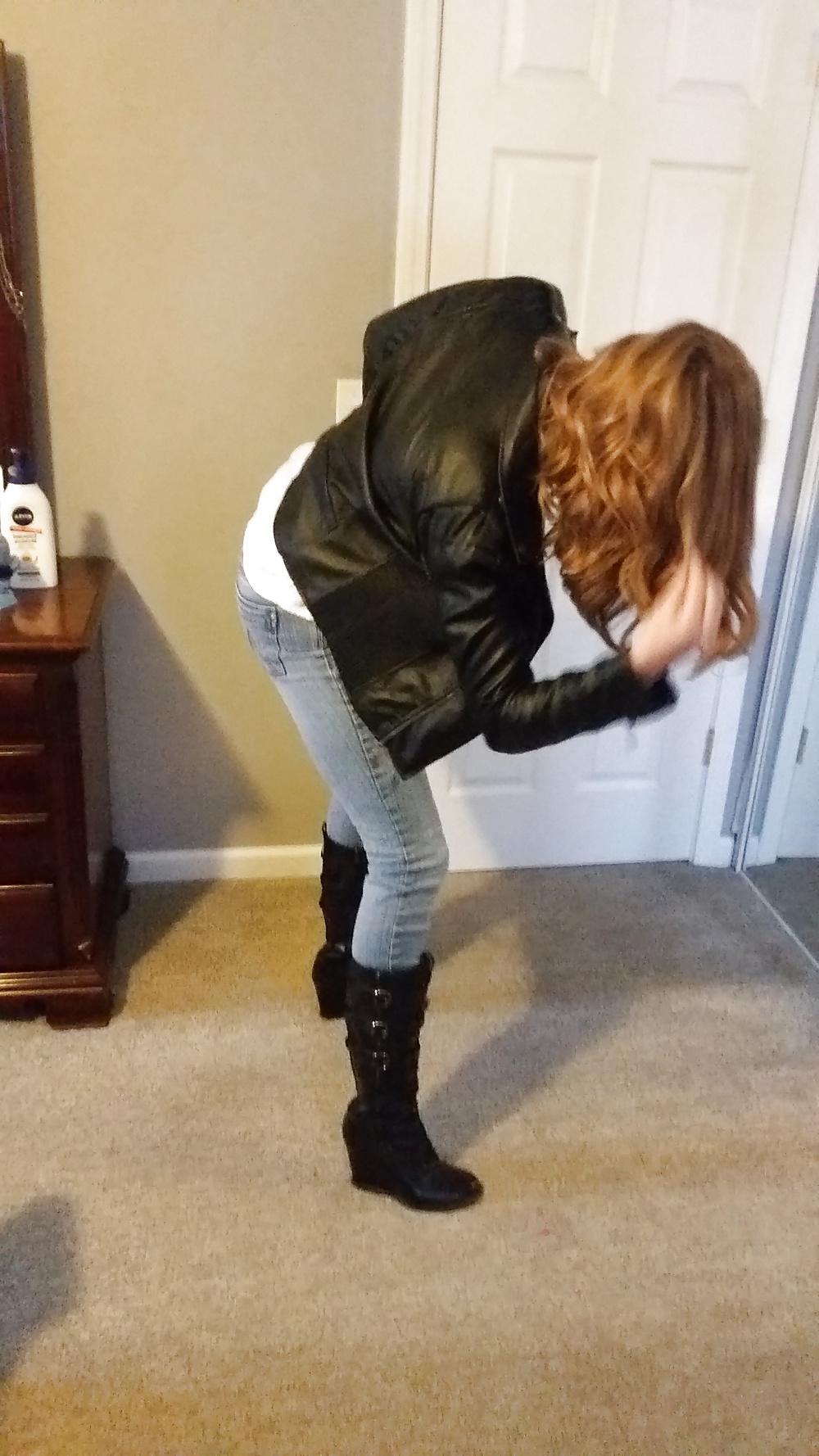 8P Getting ready in boots and jeans