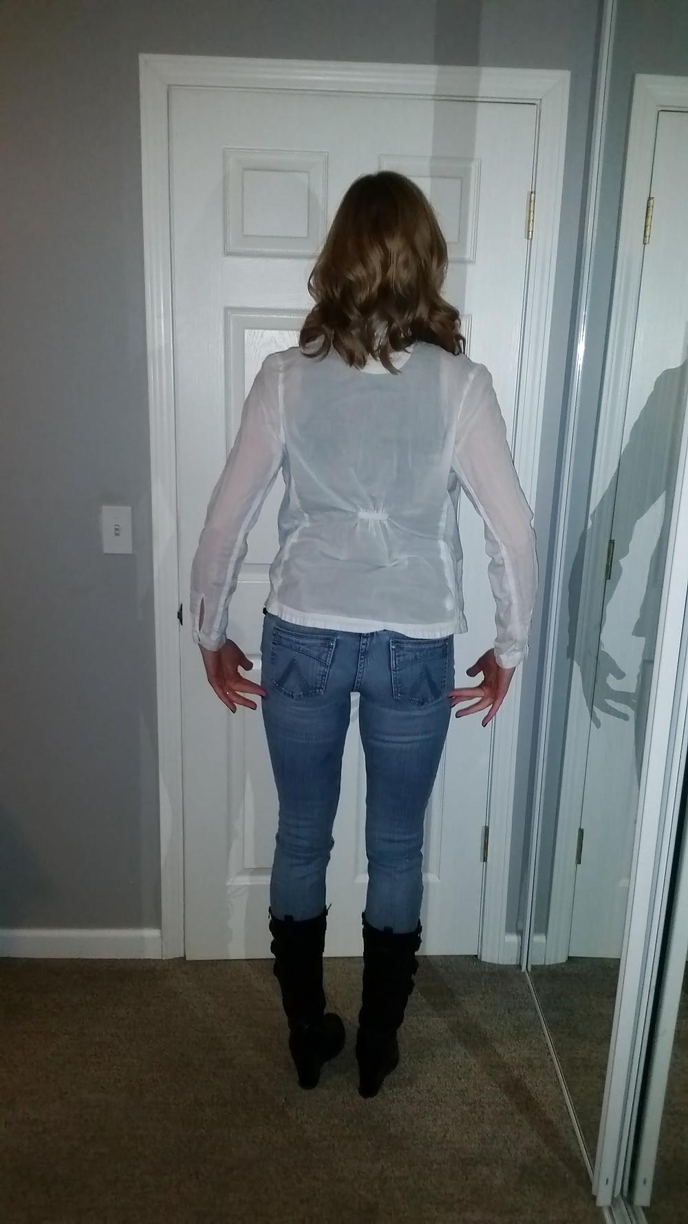 8P Getting ready in boots and jeans