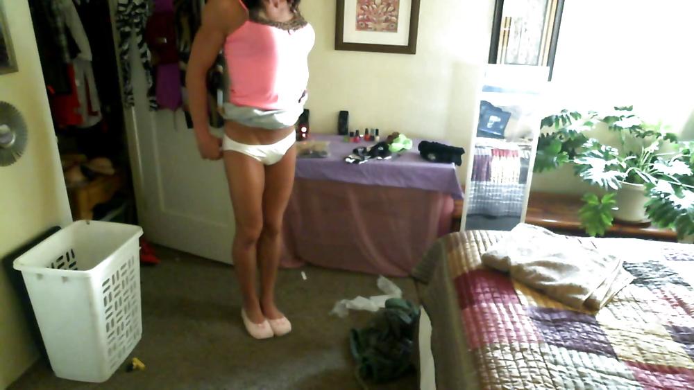 25P Cute Crossdresser in silk panties