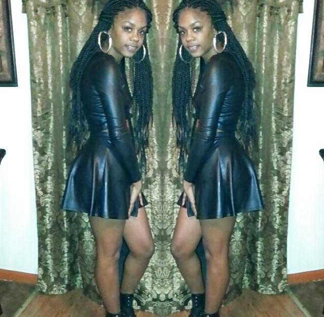 22P Big booty leather skirts