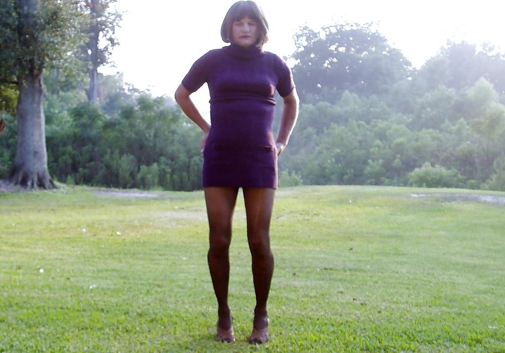 7P More of me crossdressing in purpel dress