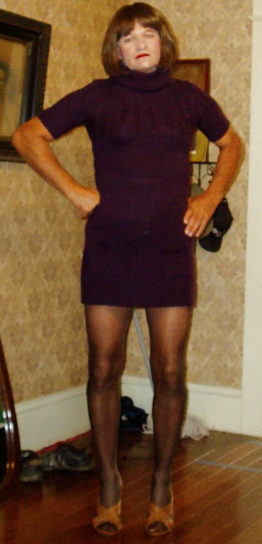 7P More of me crossdressing in purpel dress