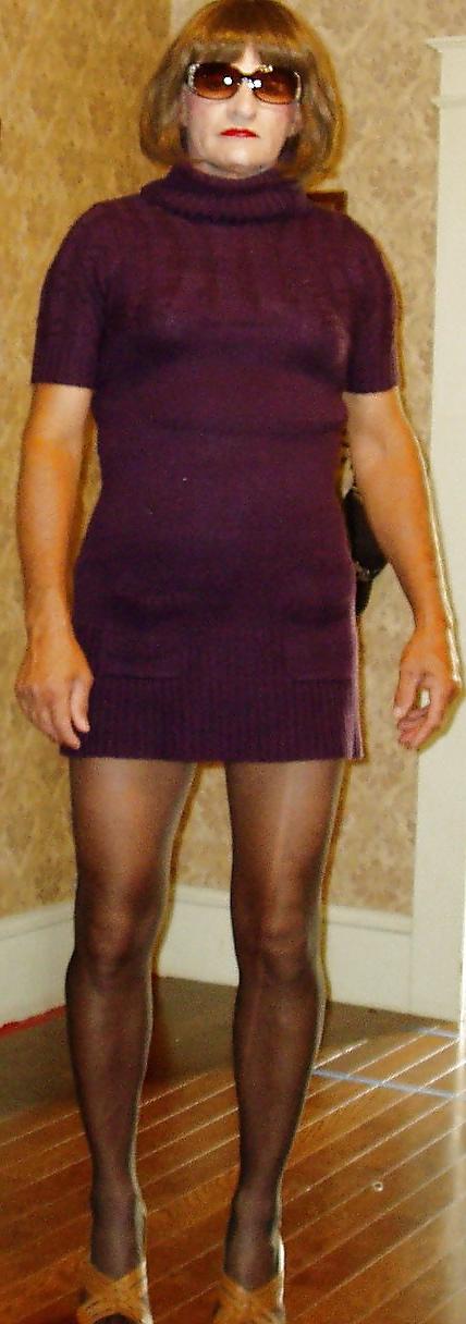 7P More of me crossdressing in purpel dress