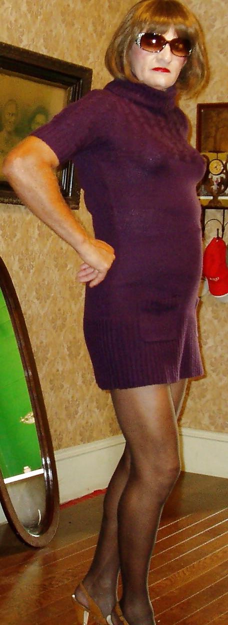 7P More of me crossdressing in purpel dress