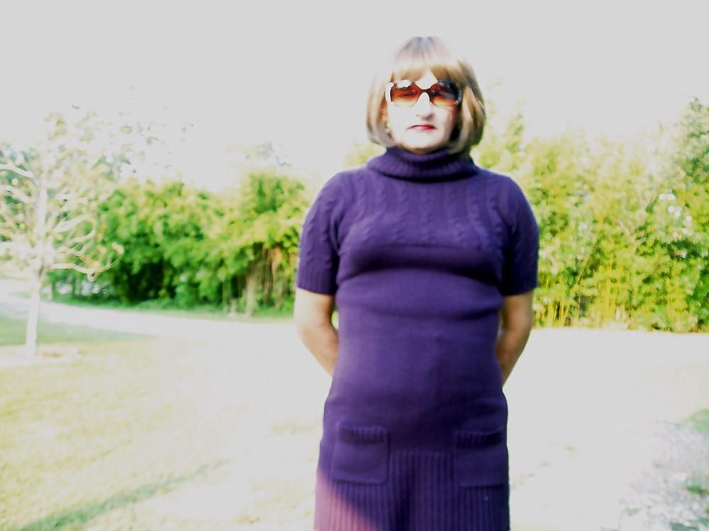 7P More of me crossdressing in purpel dress