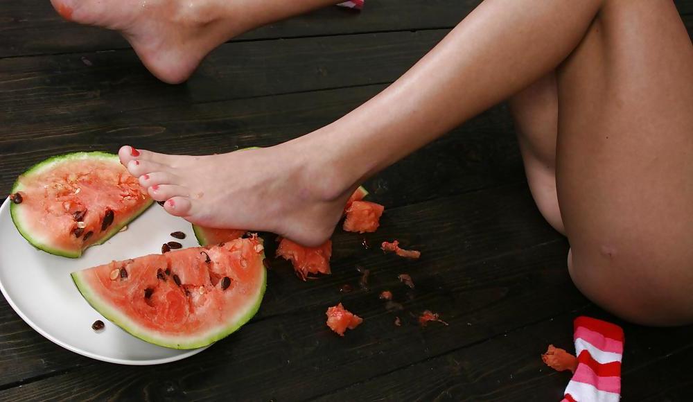25P Cute Christina - Eating a watermelon