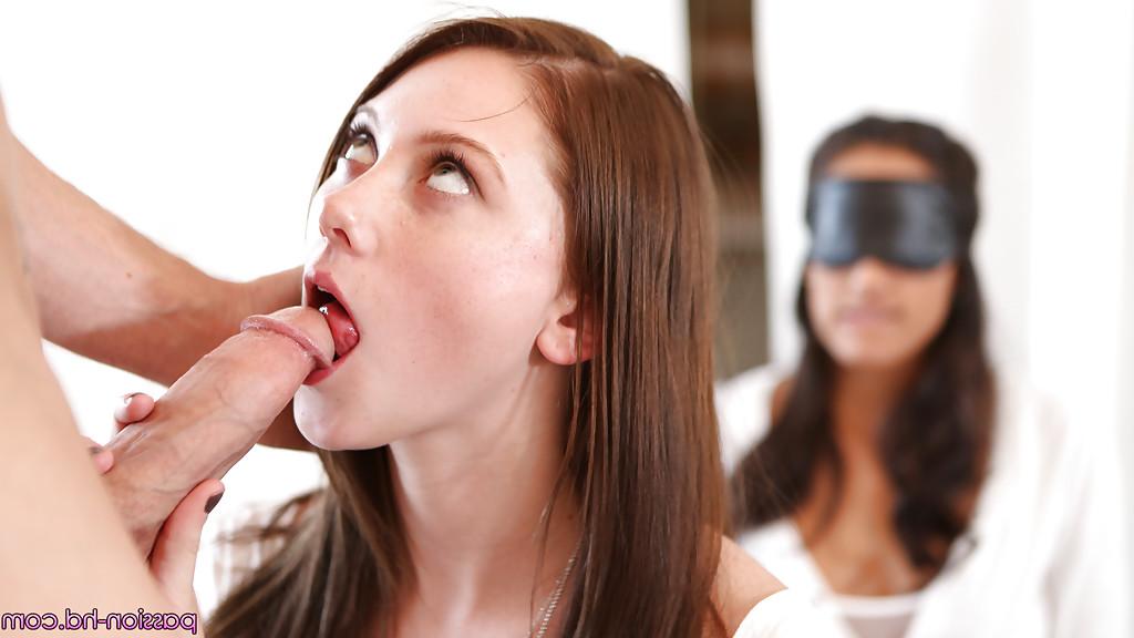 16P Shae Snow guides a blindfolded Chloe Amour while she sucks cock