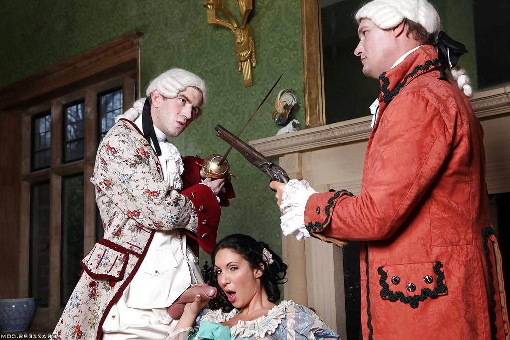 16P Hot lady with awesome breasts Emily B seduces musketeer with big tits