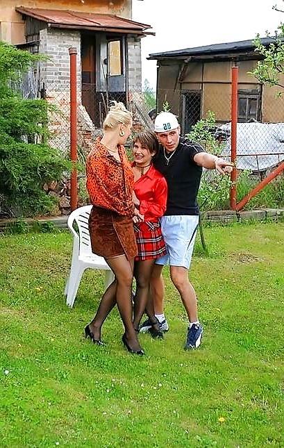 16P Two sluts in stockings and miniskirts fucked outdoor by Sail