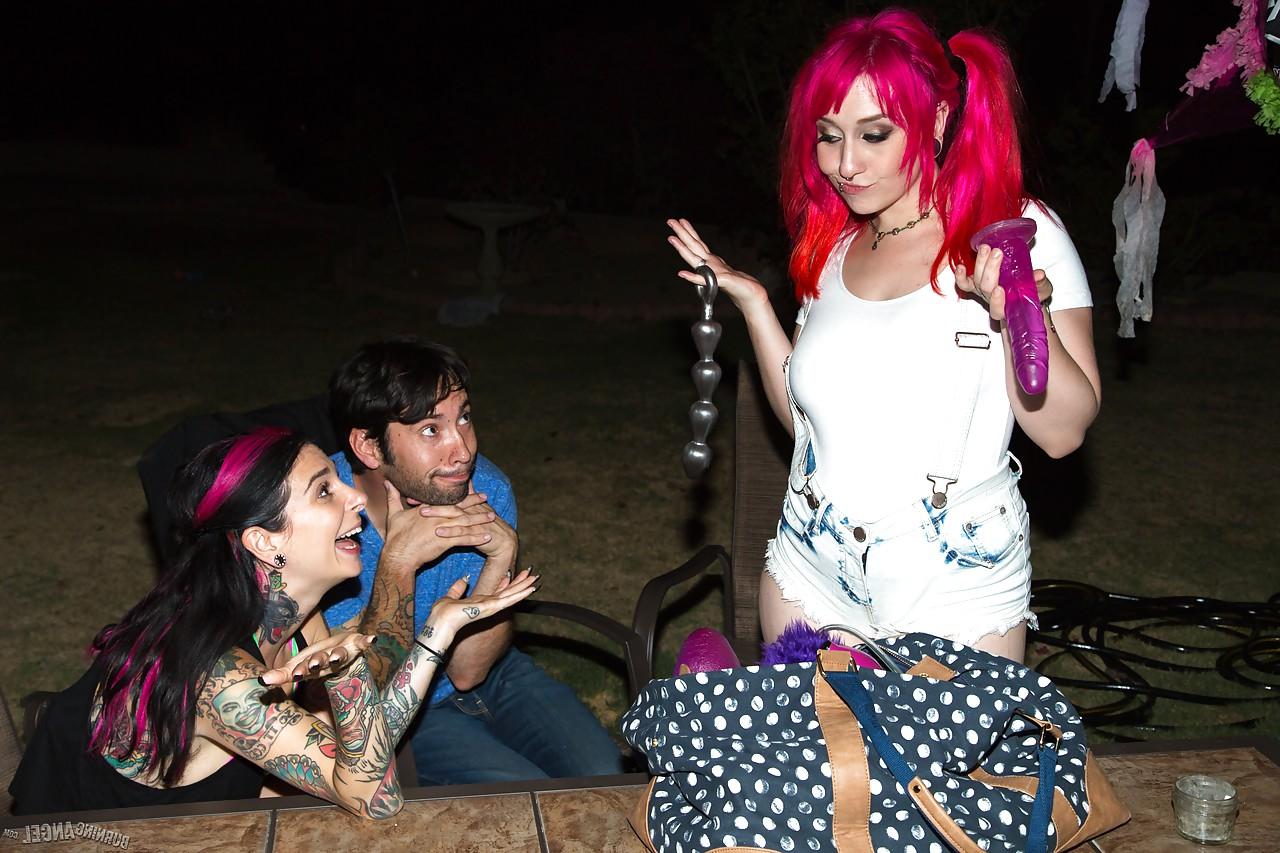 15P Flaming hot redhead Joanna Angel in socks sucking cock & getting anal fisting
