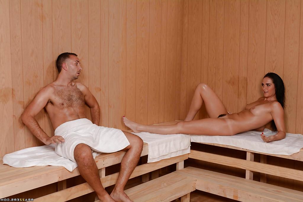 16P Brunette milf Bianca Breeze has anal sex with her man in sauna