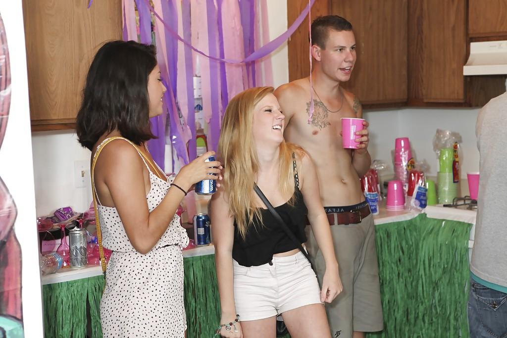 16P Ashley Storm is into wild orgy with her friends at the drunk house party