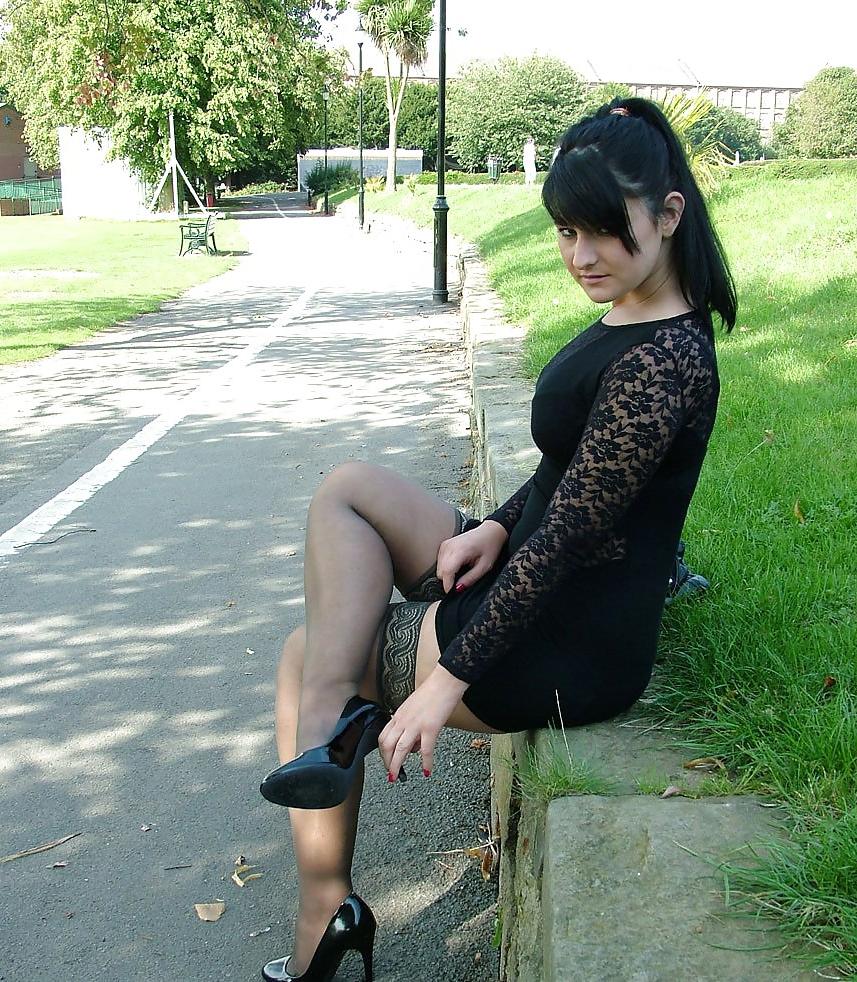 15P Babe In High Heels And Stockings Loves Upskirt  (part 2)