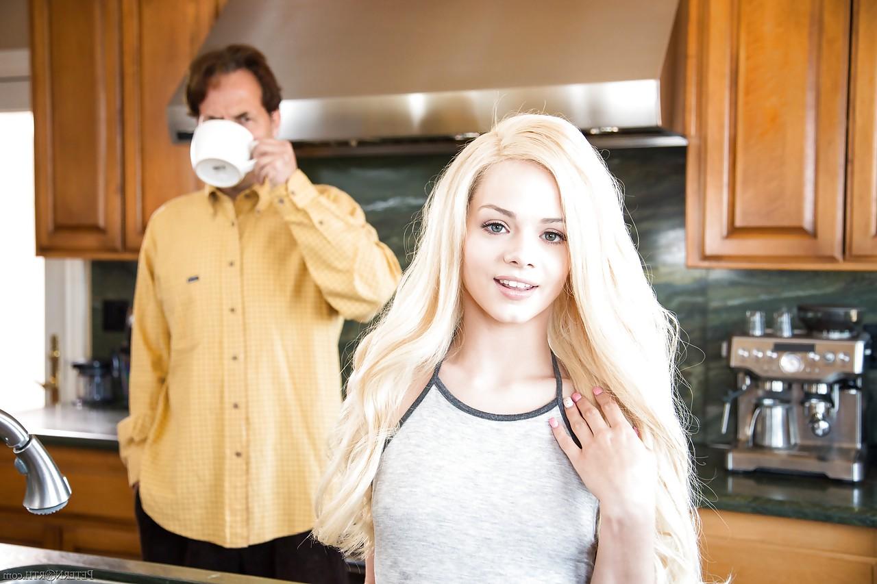 15P Skinny teen Elsa Jean rides big cock cowgirl and doggystyle & gives blowjob