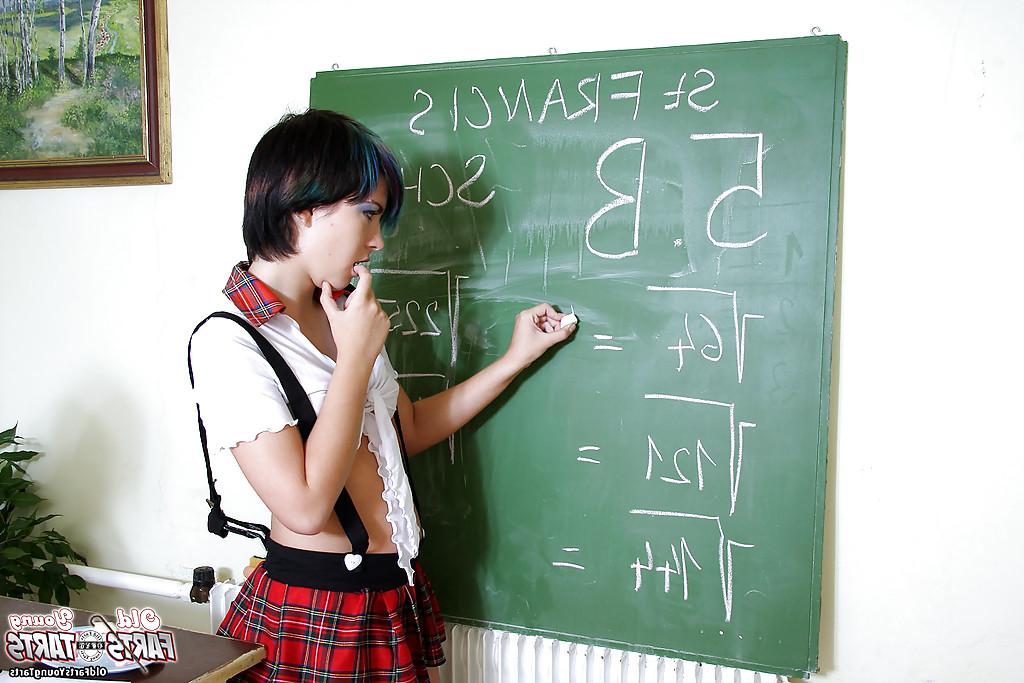 16P Nasty schoolgirl in socks Barbora gets her shaved cunt screwed