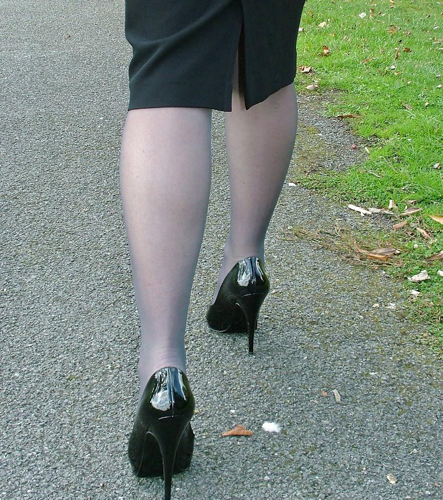 10P Black high heels and black stockings are always a treat