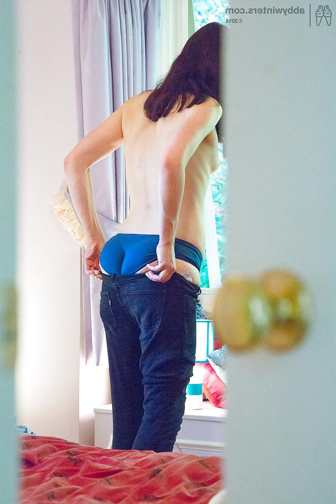 16P Leggy brunette first timer Alexandra getting dressed on hidden spy camera