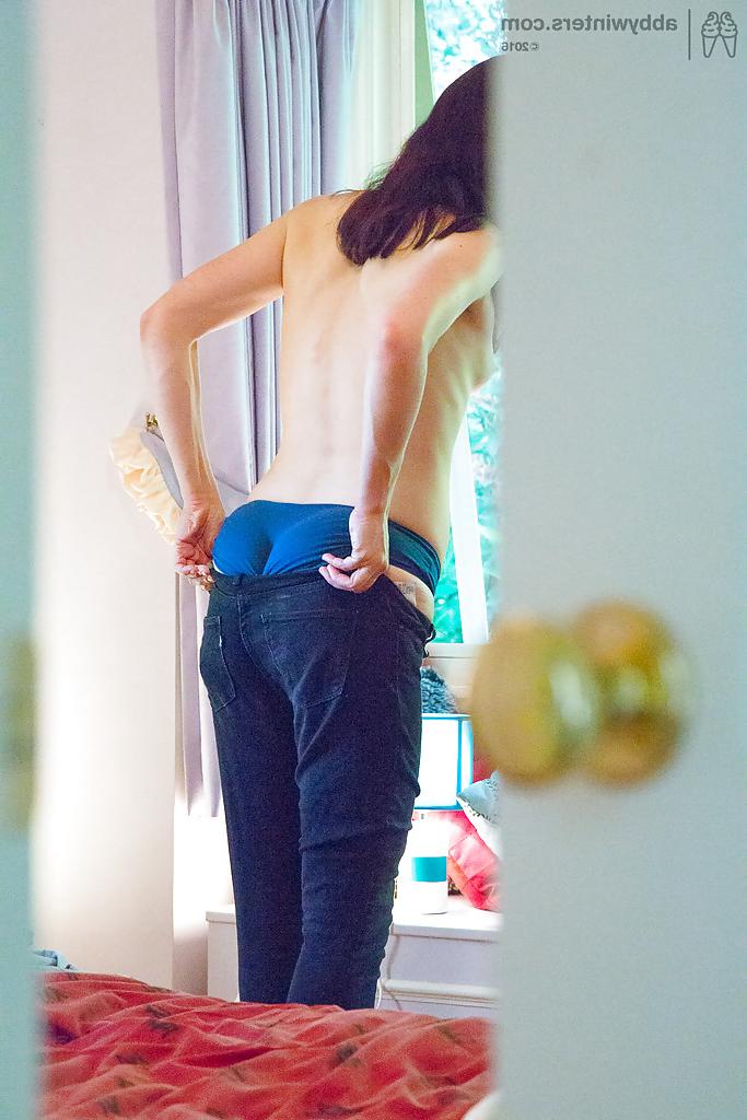 16P Leggy brunette first timer Alexandra getting dressed on hidden spy camera