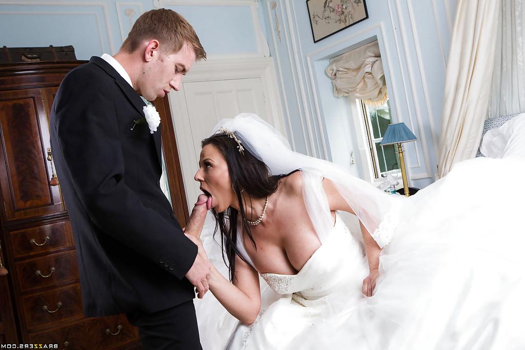 13P European MILF Simony Diamond giving big cock oral sex in wedding dress