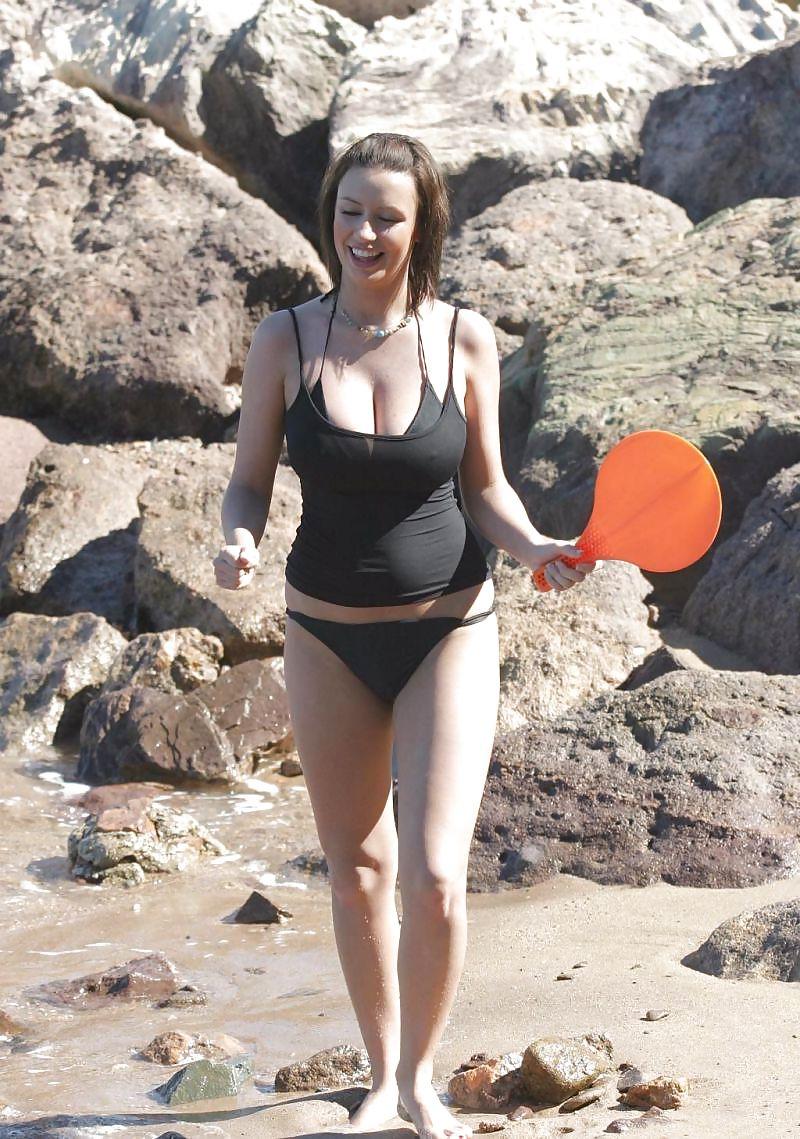 25P Lucy Pinder and Sophie Howard naked on a beach 