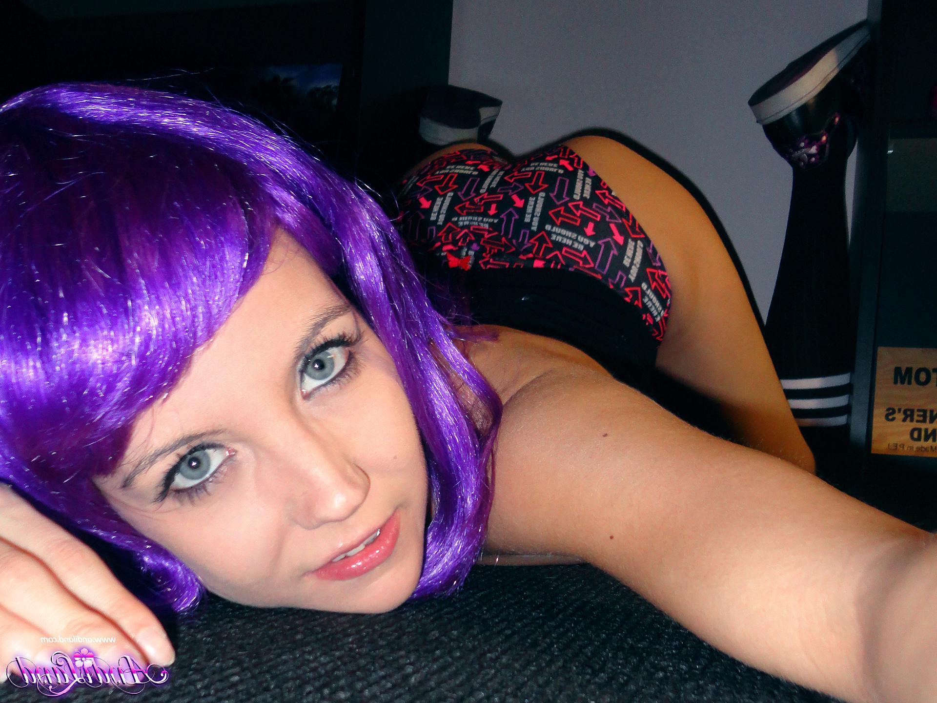 15P Teen hottie Andi Land gets all purple haze for you