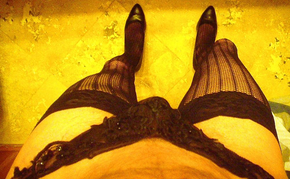 5P Crossdresser black fishnets